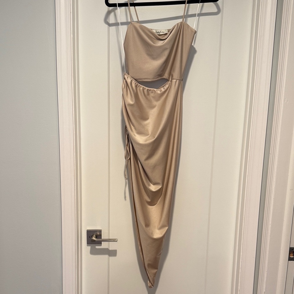 NEW Lovely Day Asymmetrical Beige Dress